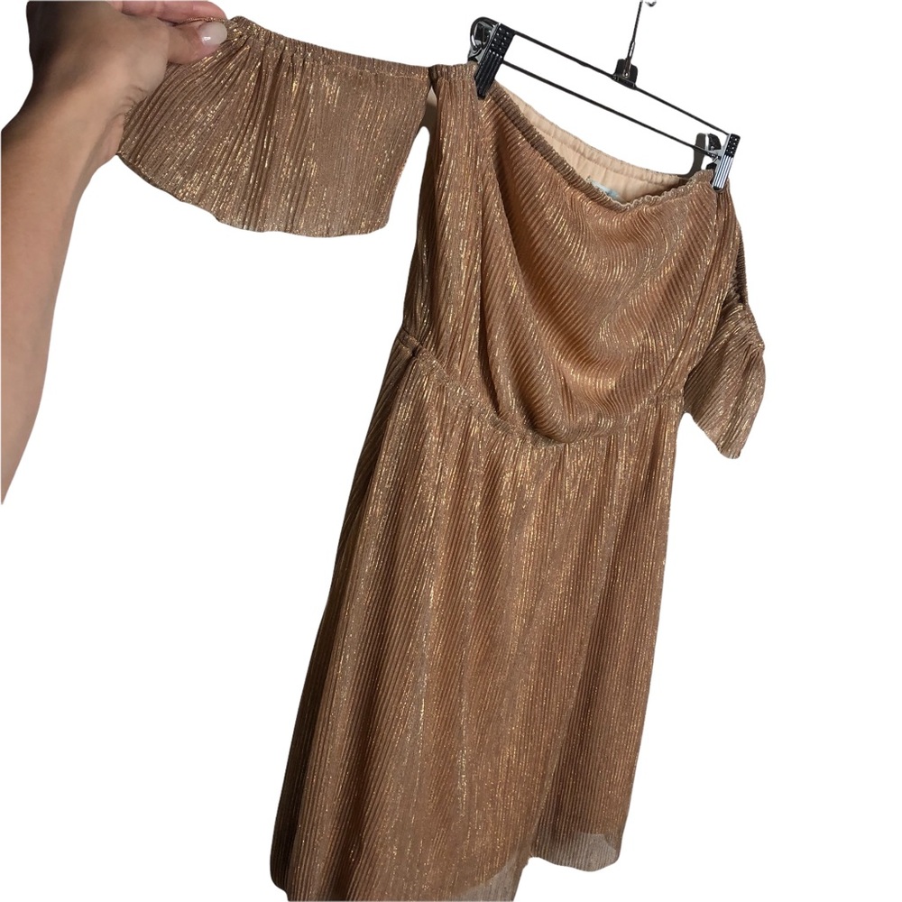 Shiny off shoulder dress